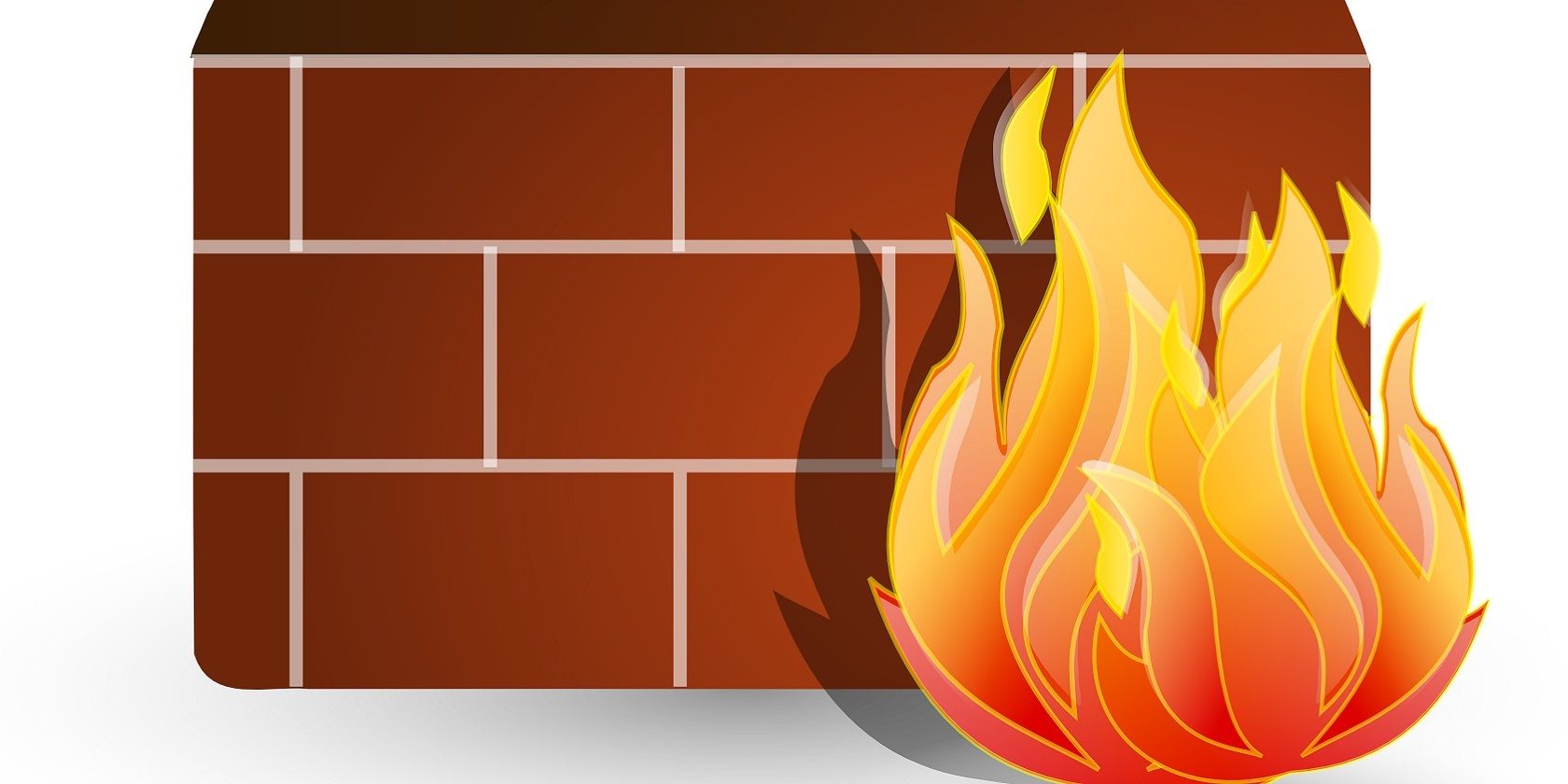 Cartoon fire next to a brick wall
