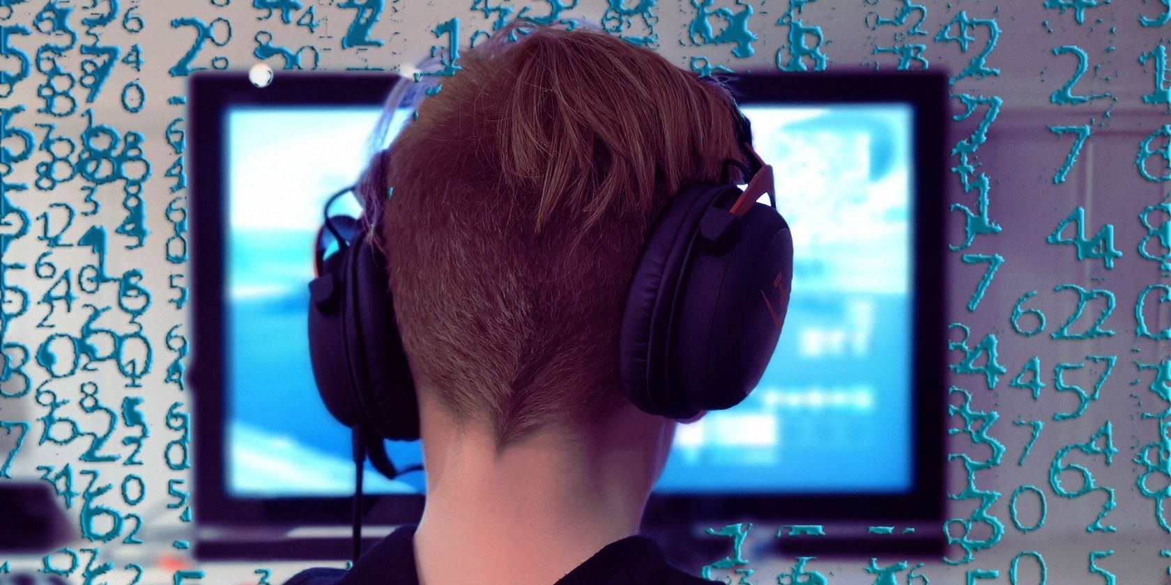 A person playing in a game while wearing headphones.