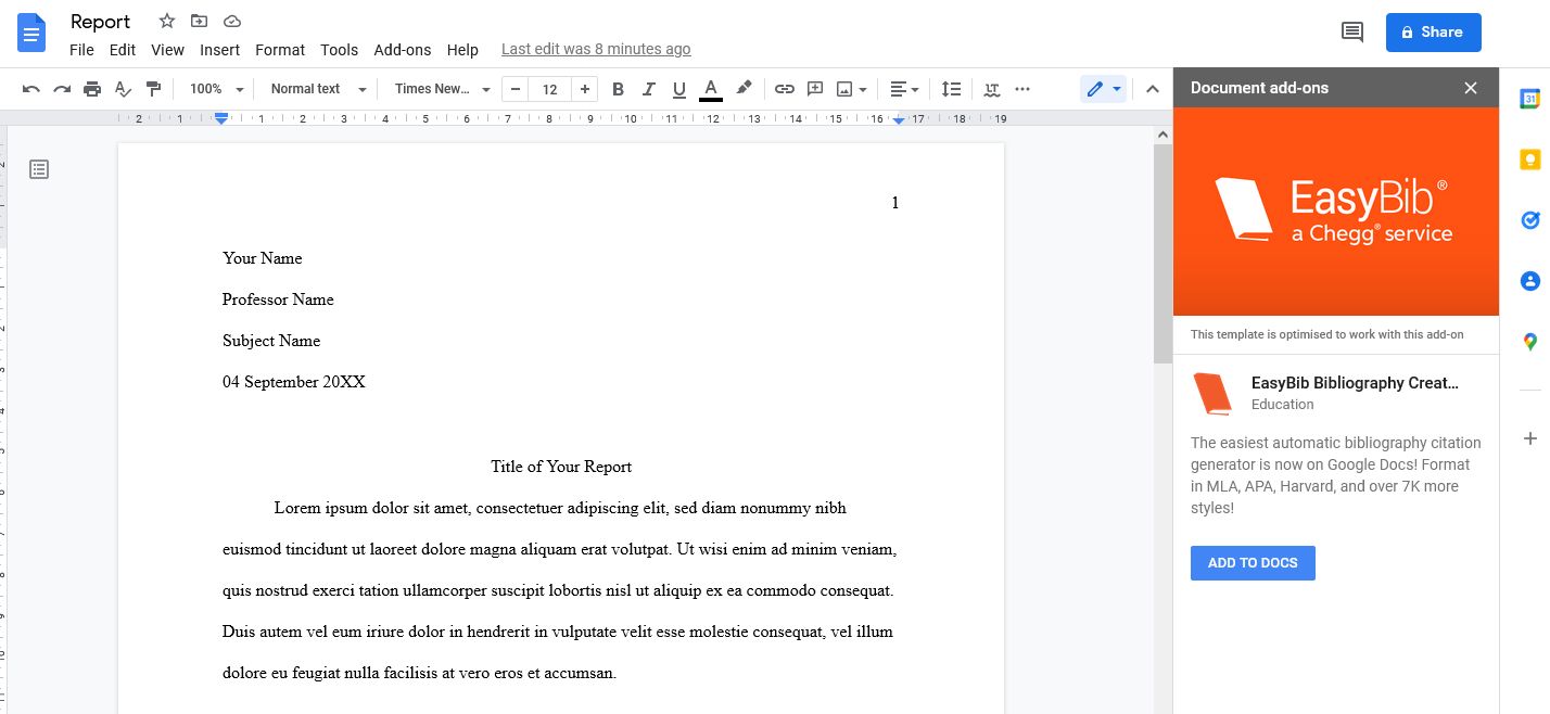 google docs mla template