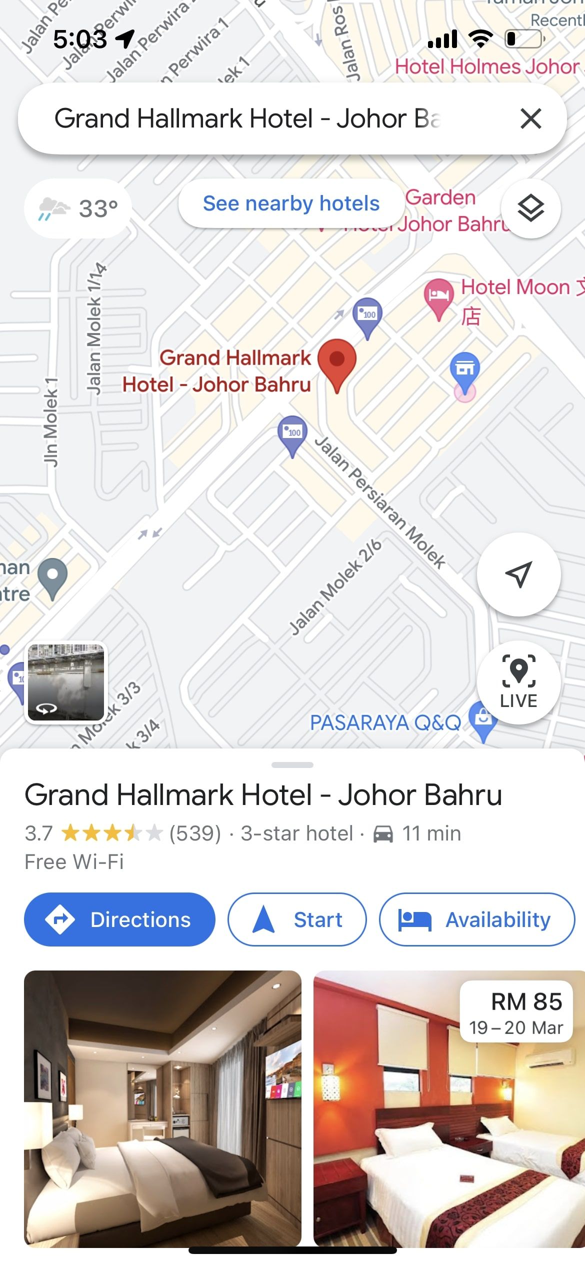google maps app showing locations