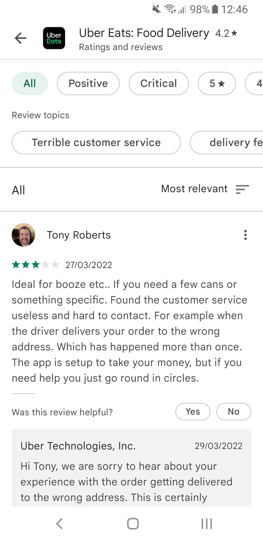 google play store all reviews