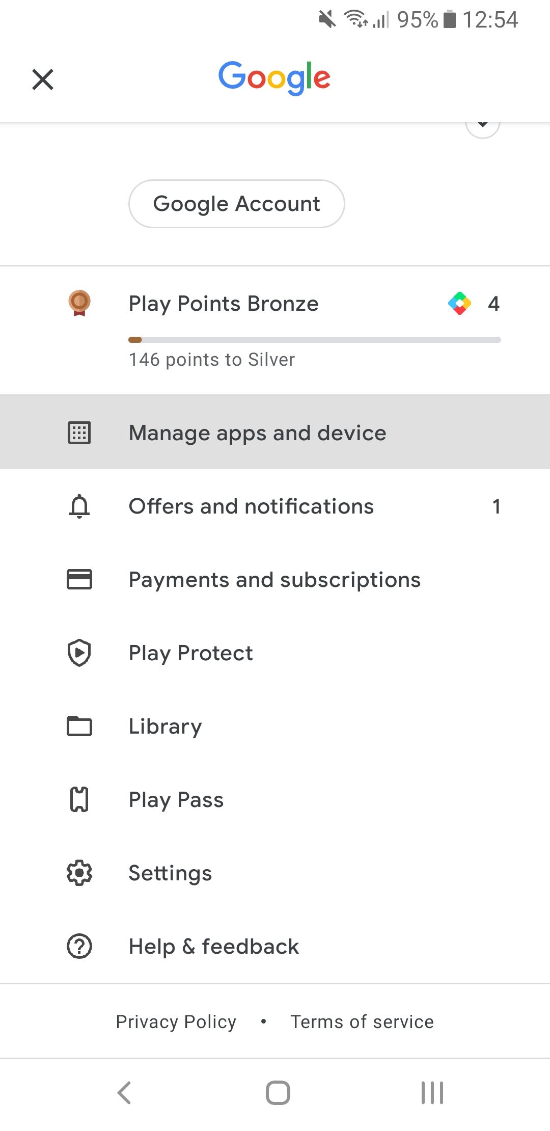 google play store settings highlighted manage apps