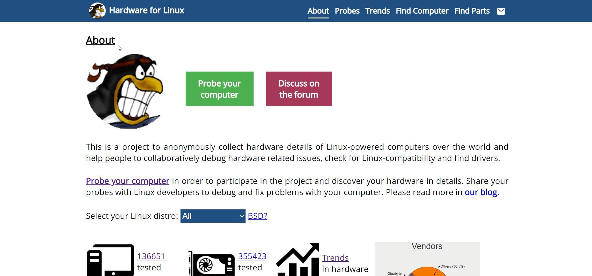 Hardware For Linux website 