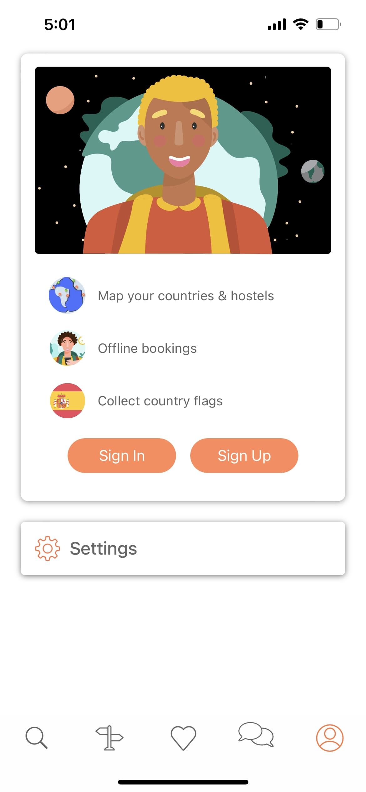 hostelworld app profile