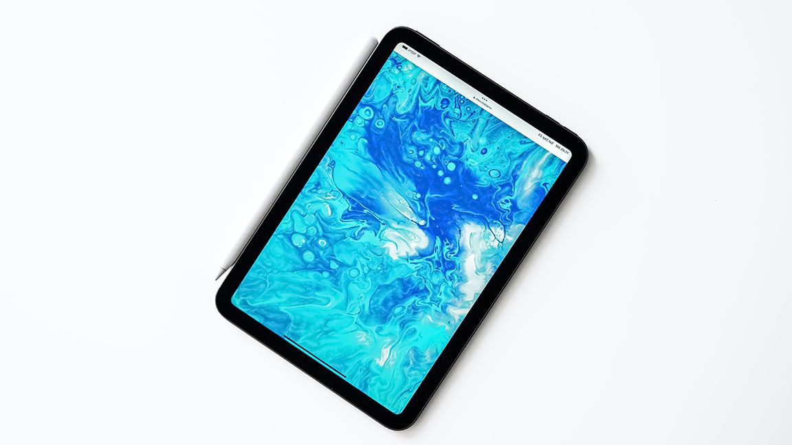 iPad Mini with blue wallpaper 
