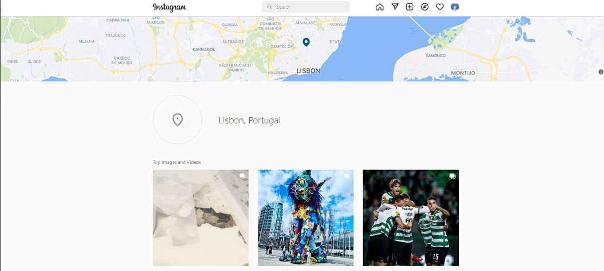 Searching for "Lisbon" geotag in IG. 