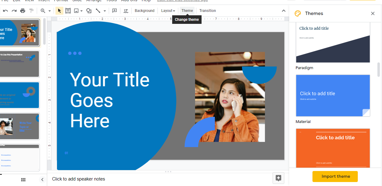 importing theme in google slides