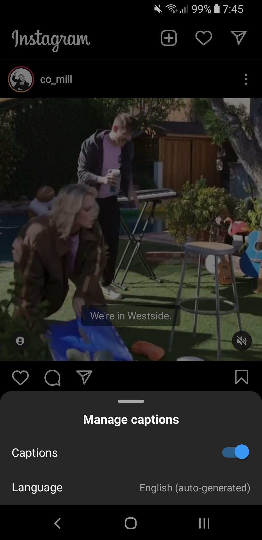 instagram manage captions on a video you're watching