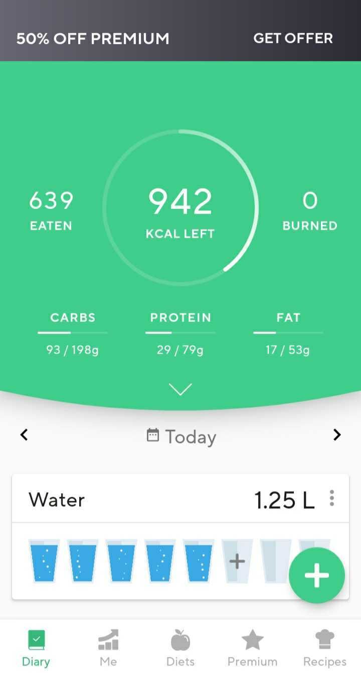 lifesum calorie counter screenshot