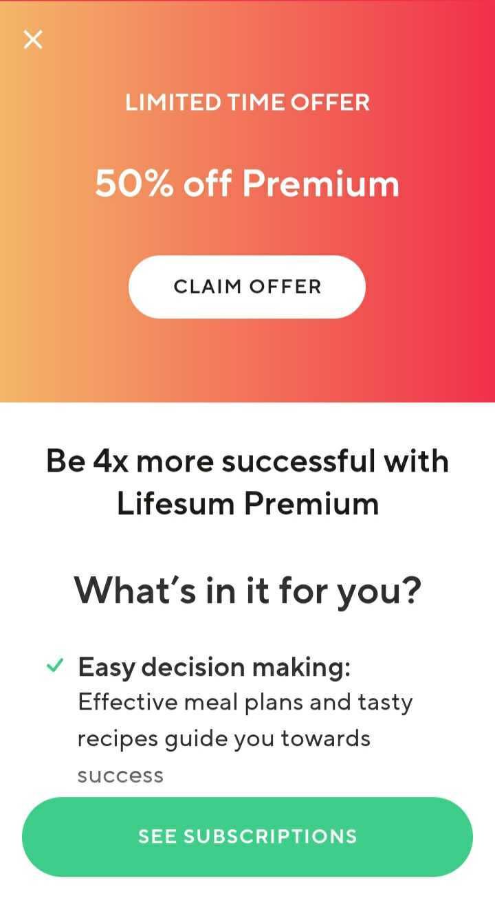 lifesum premium plan screenshot
