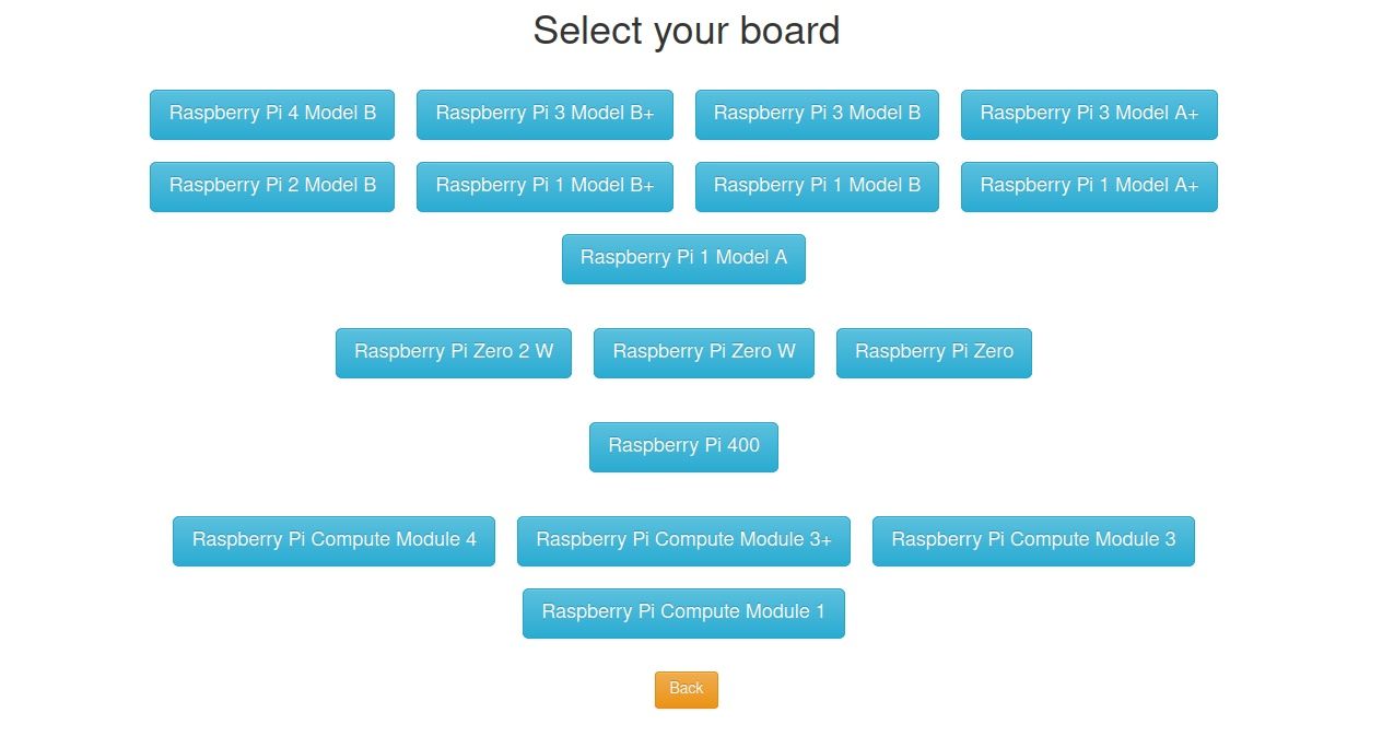 Select your Raspberry Pi board