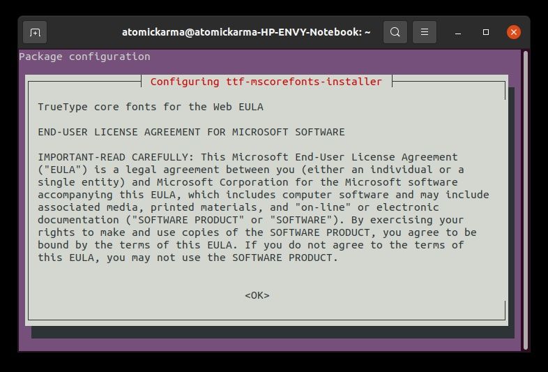 Install Microsoft fonts on Ubuntu