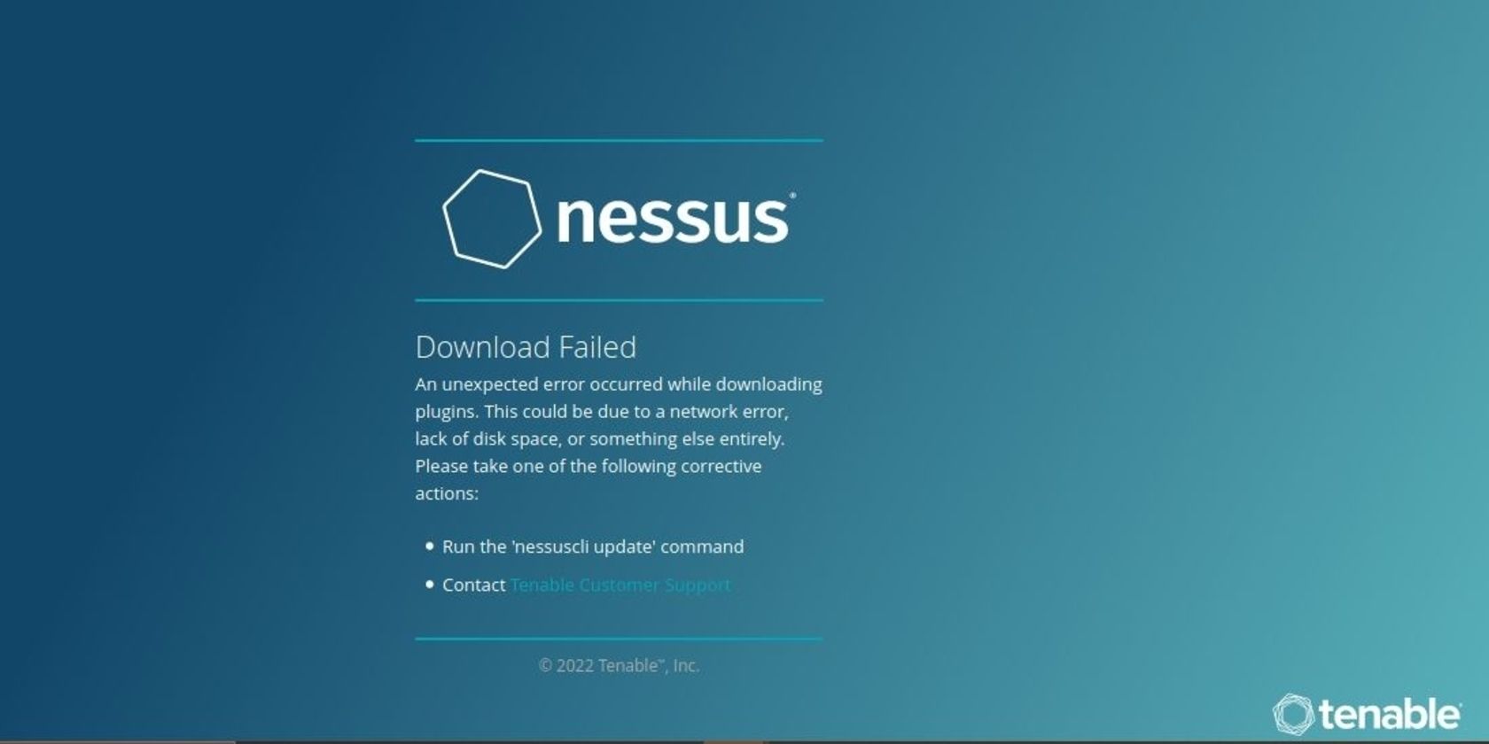 download failed error nessus