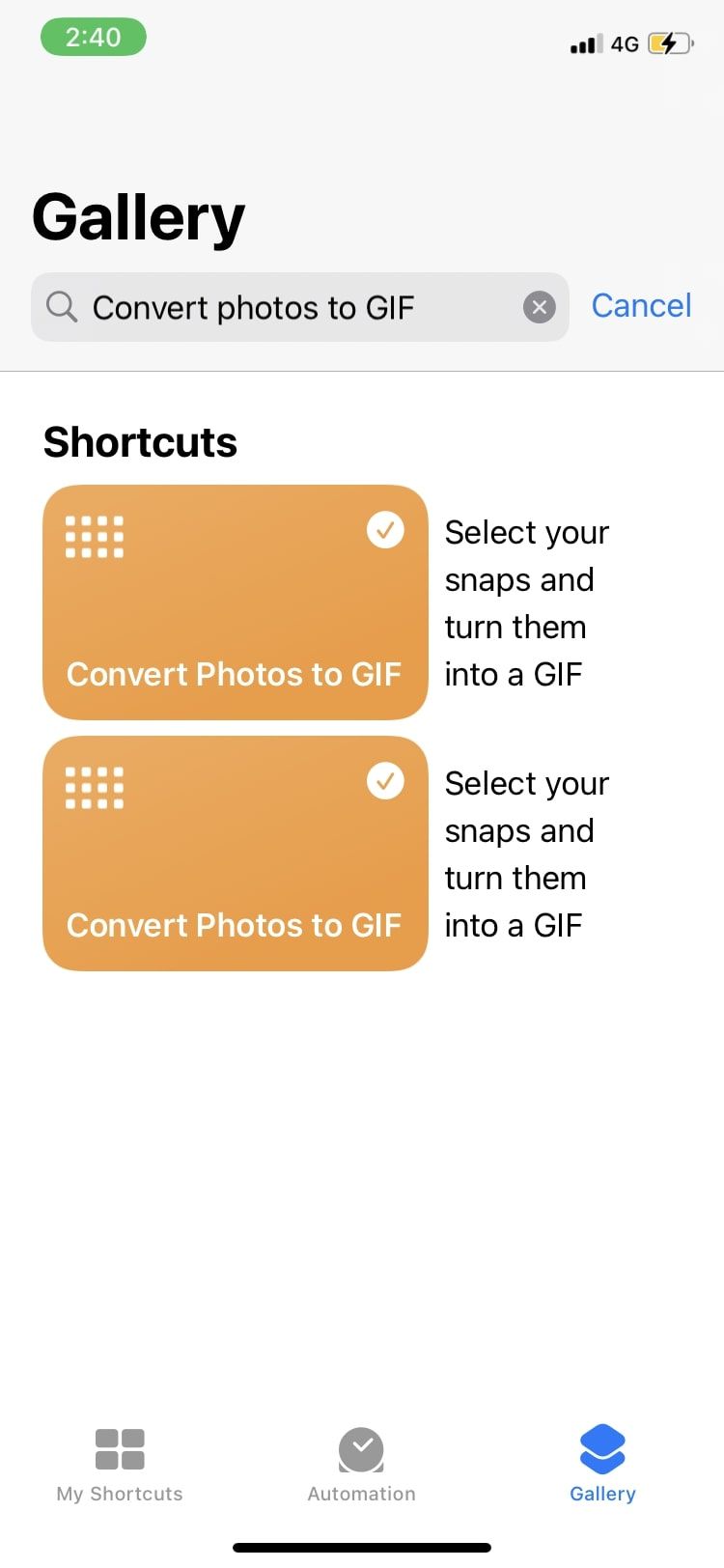 photos to GIF option