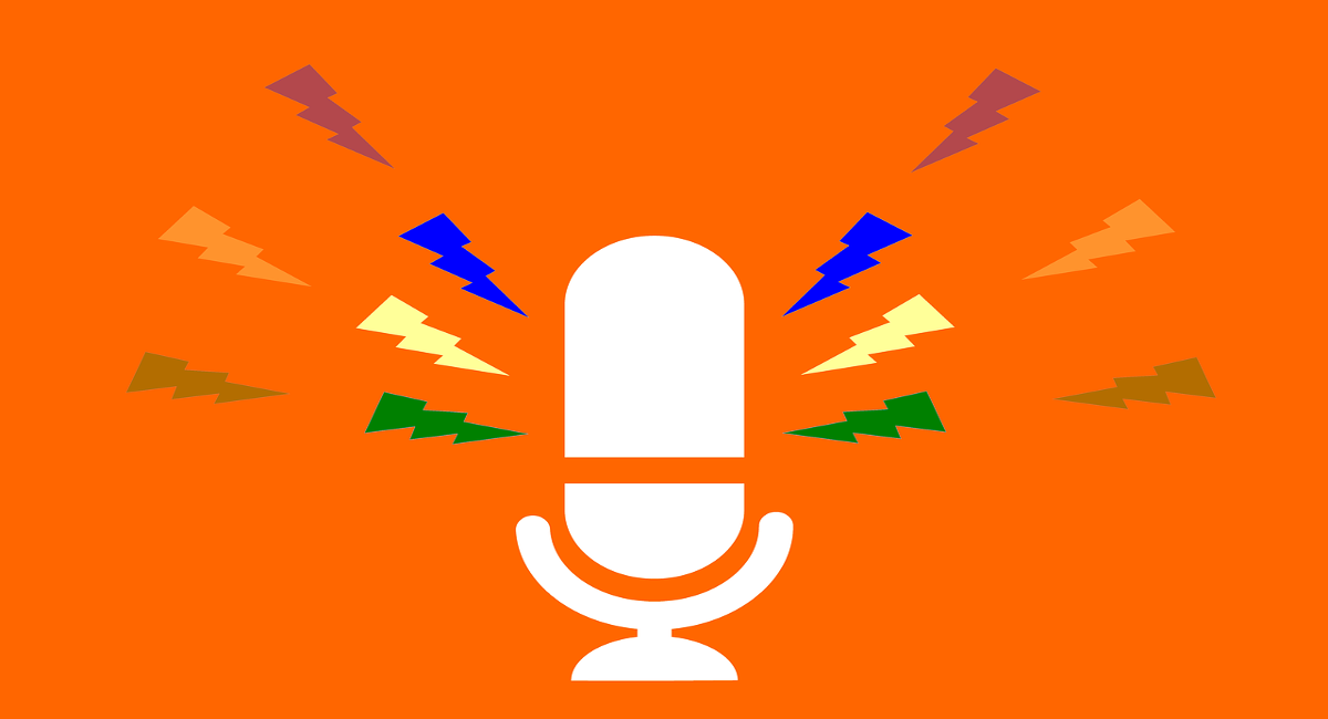Illustration of Microphone with Lightning Bolts Emitting From It