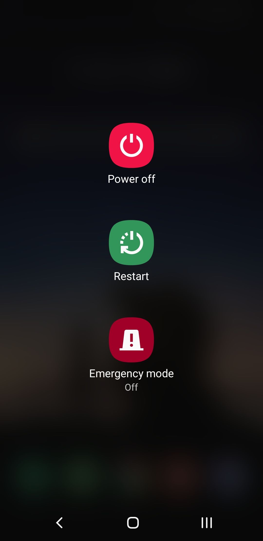 power menu on samsung phone