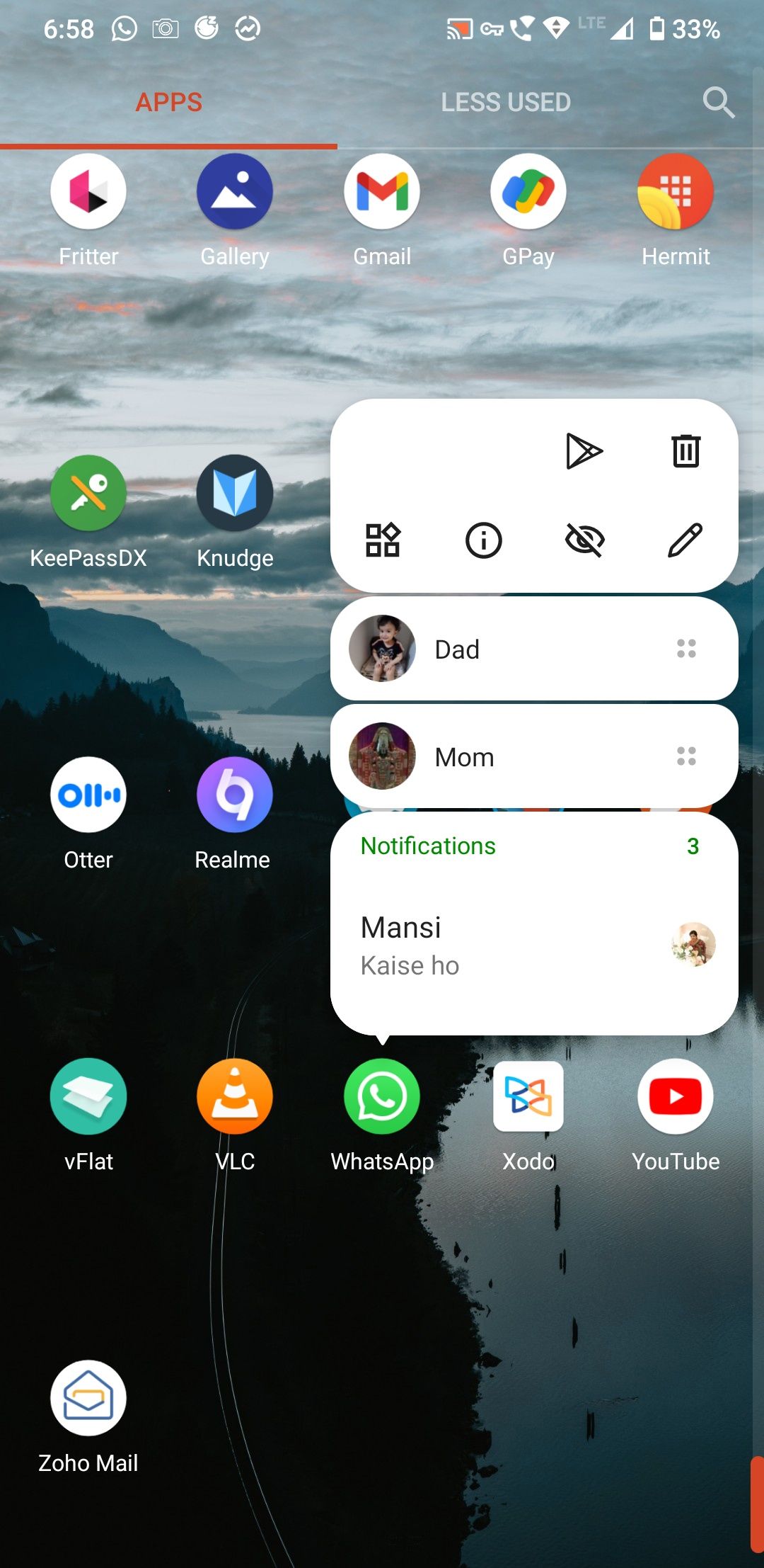 preview of notification with long press