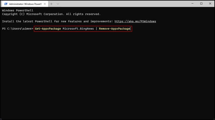 Remove the app by executing the 'Remove-AppxPackage' command