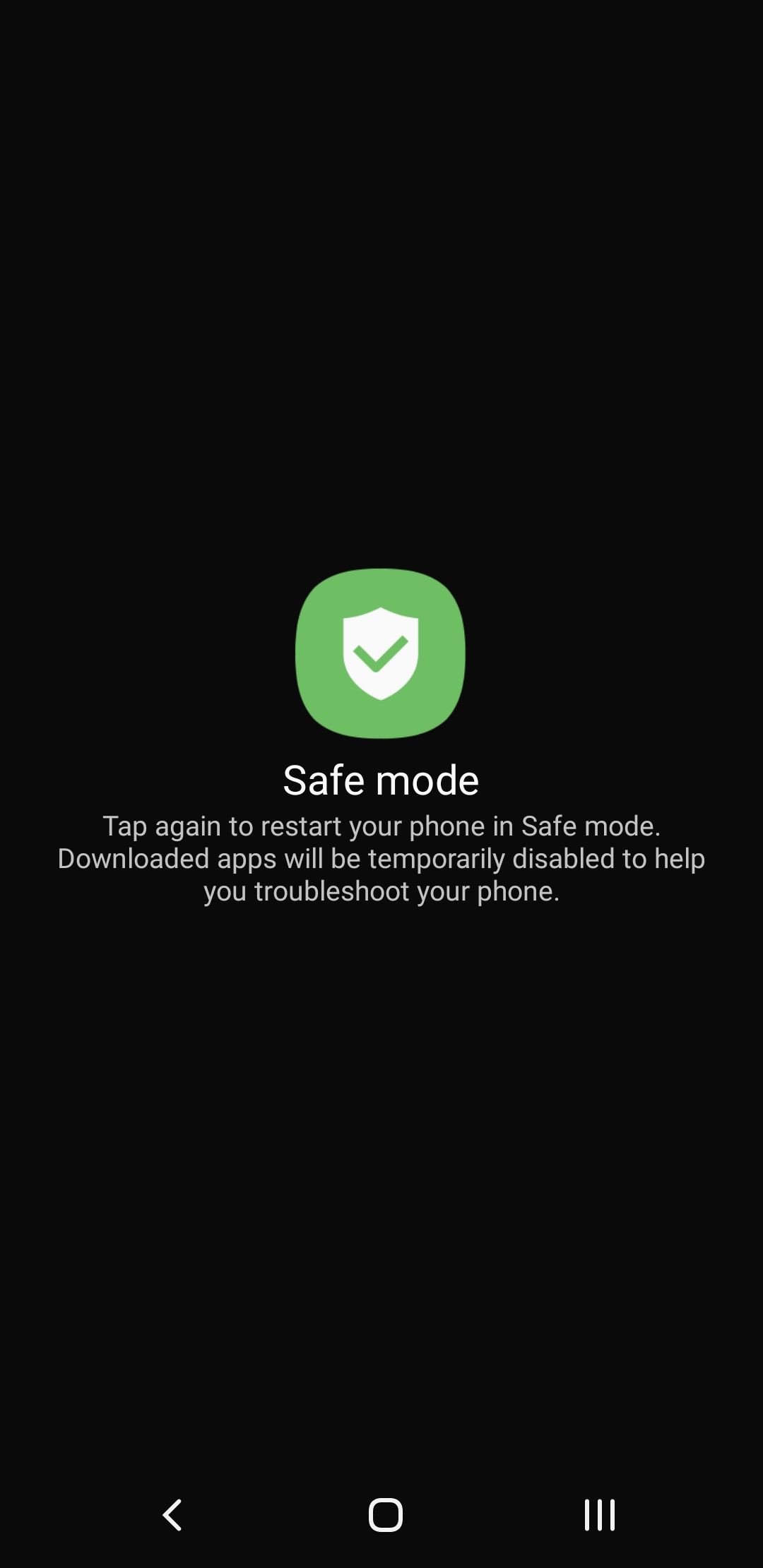 safe mode prompt on samsung phone