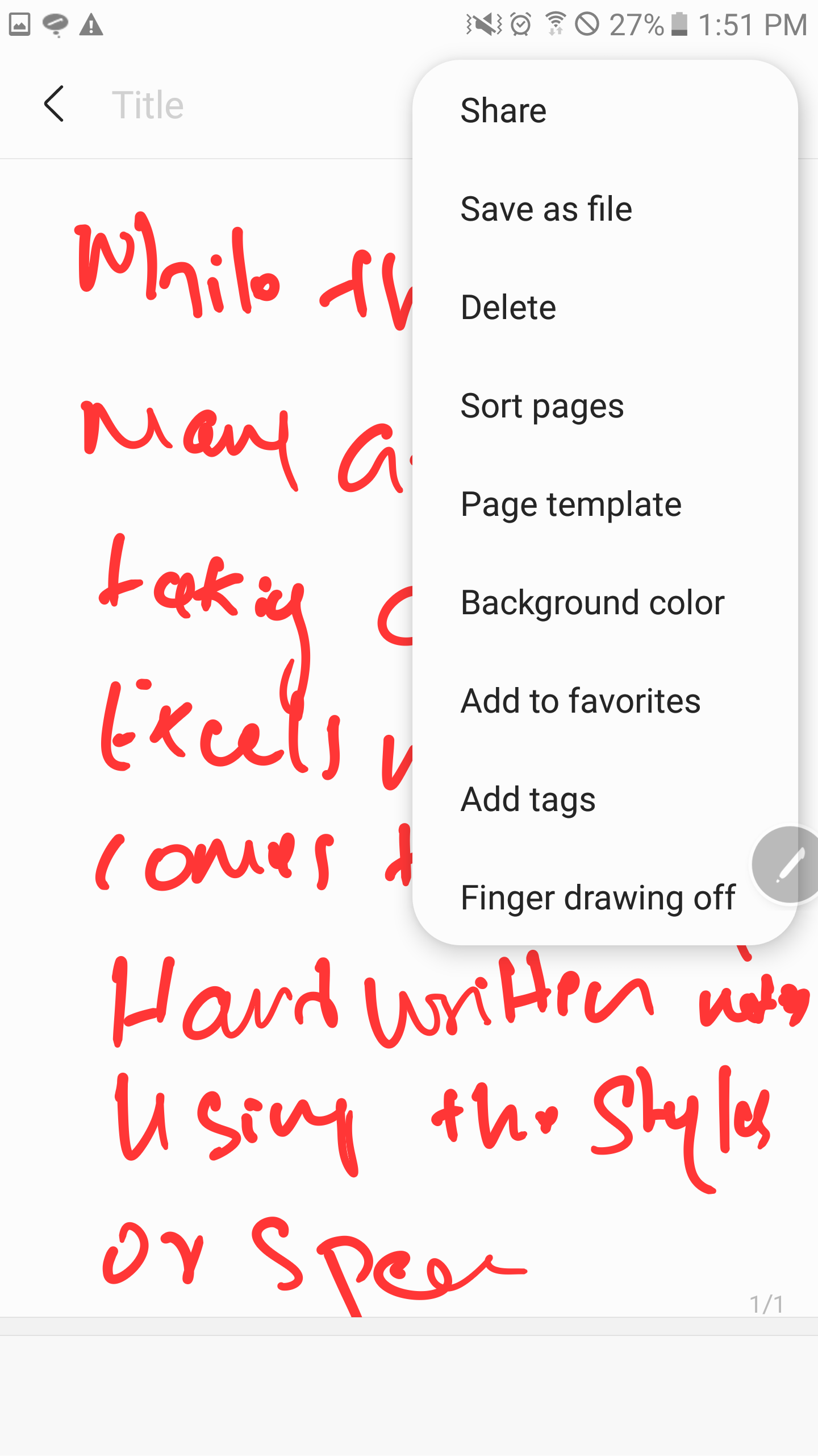 samsung notes options