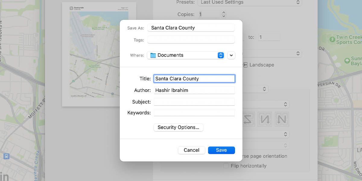 Save maps with a name on mac