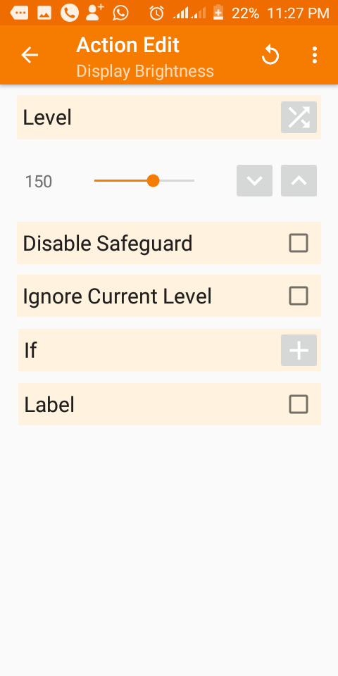 screenhot of Tasker display brightness adjustment screen