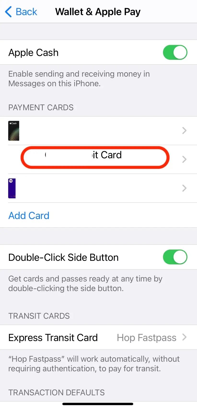 Screenshot of the Apple Pay address section