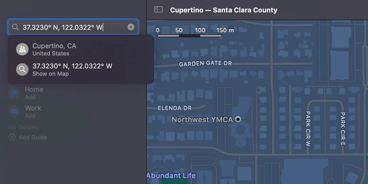 Searching a location by coordinates on Apple Maps