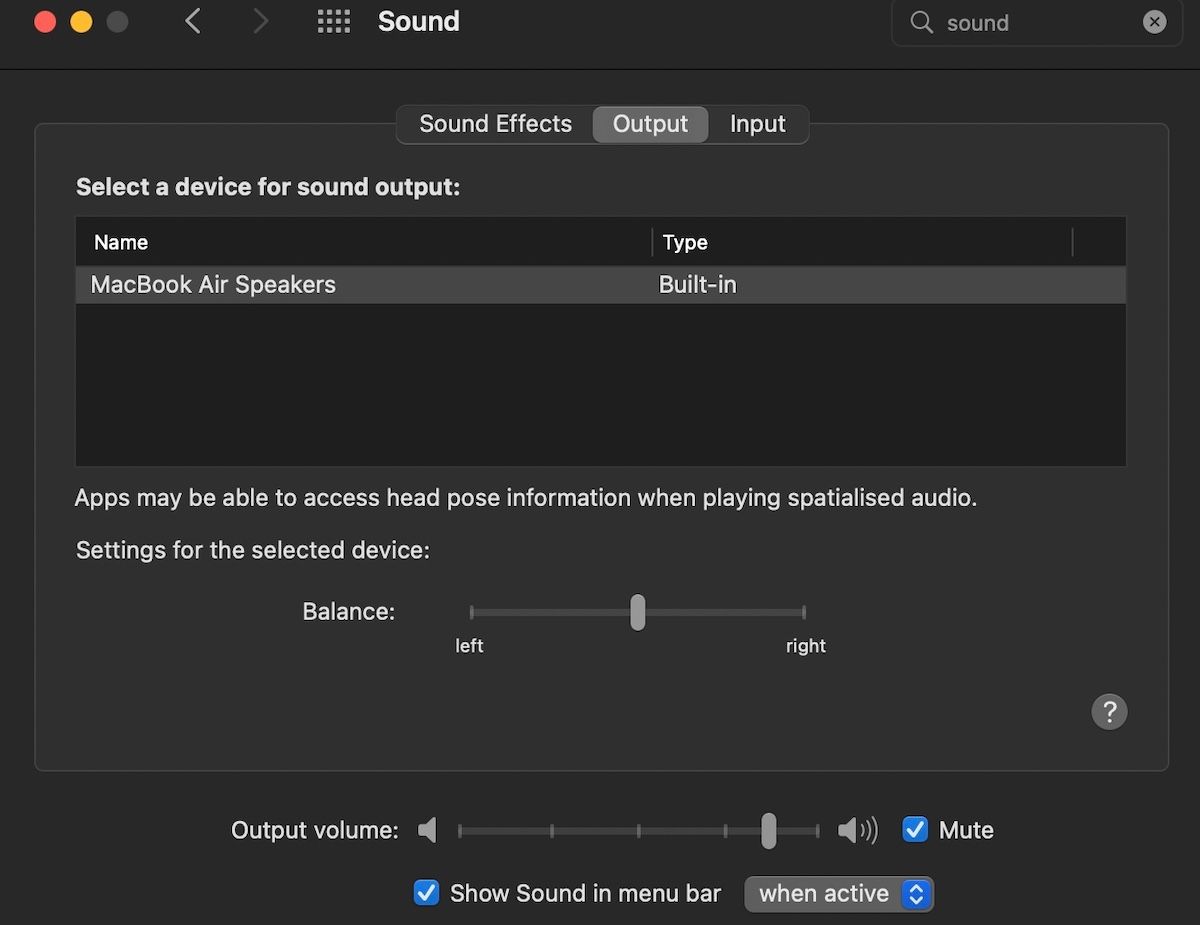 sound settings in mac