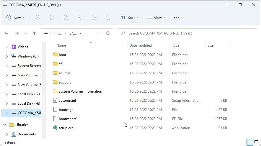 sources folder Windows 11 bootable drive usb