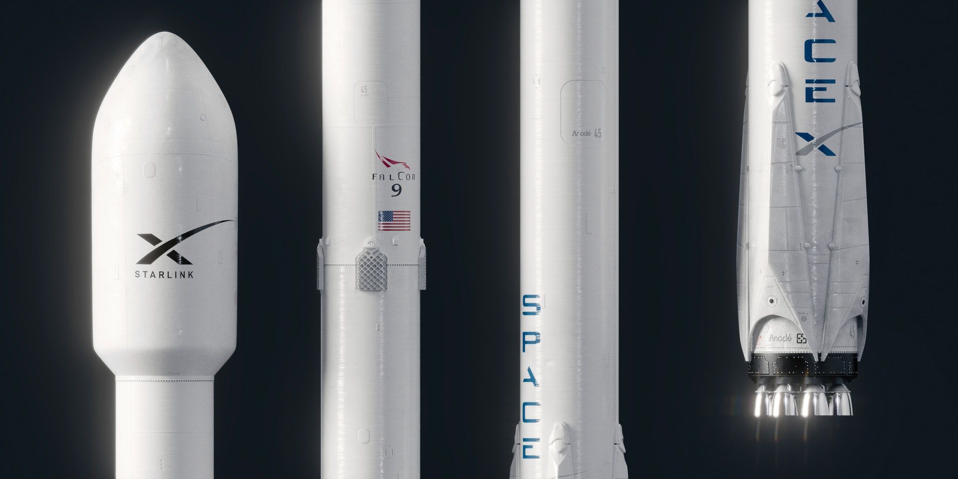 Image showing SpaceX rockets and Starlink satellite