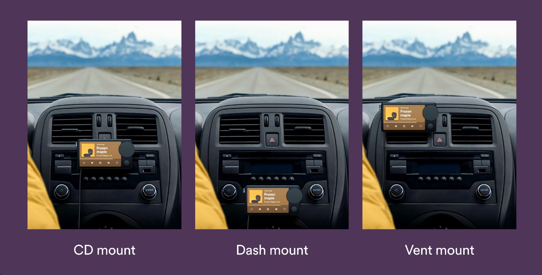mounts that come with spotify car thing device cd dash vent