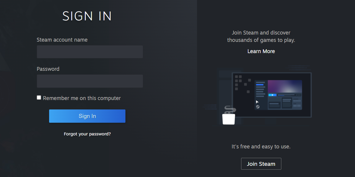 Joining steam page when creating a steam account