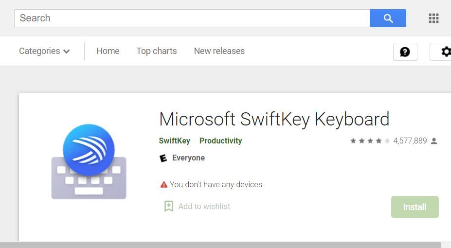The SwiftKey Keyboard app page