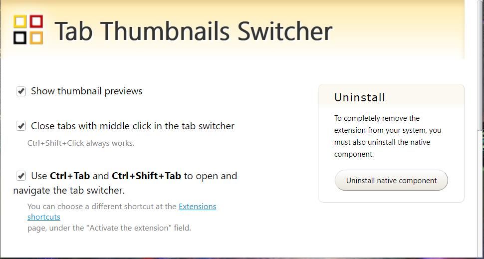 The Tab Thumbnails Switcher tab