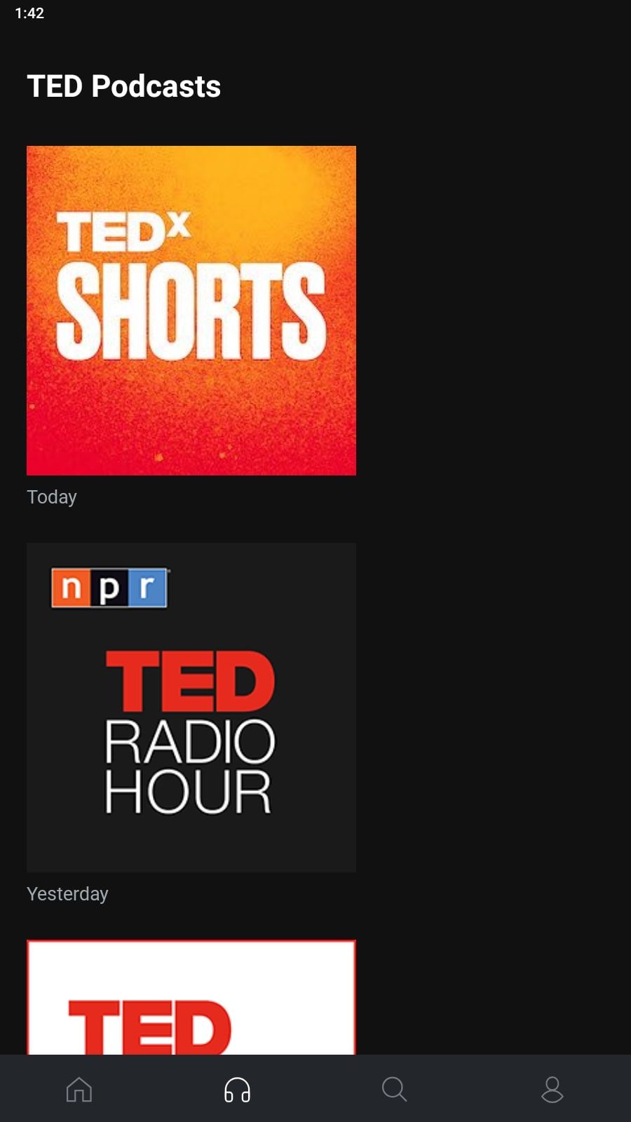 Podcast section in TED