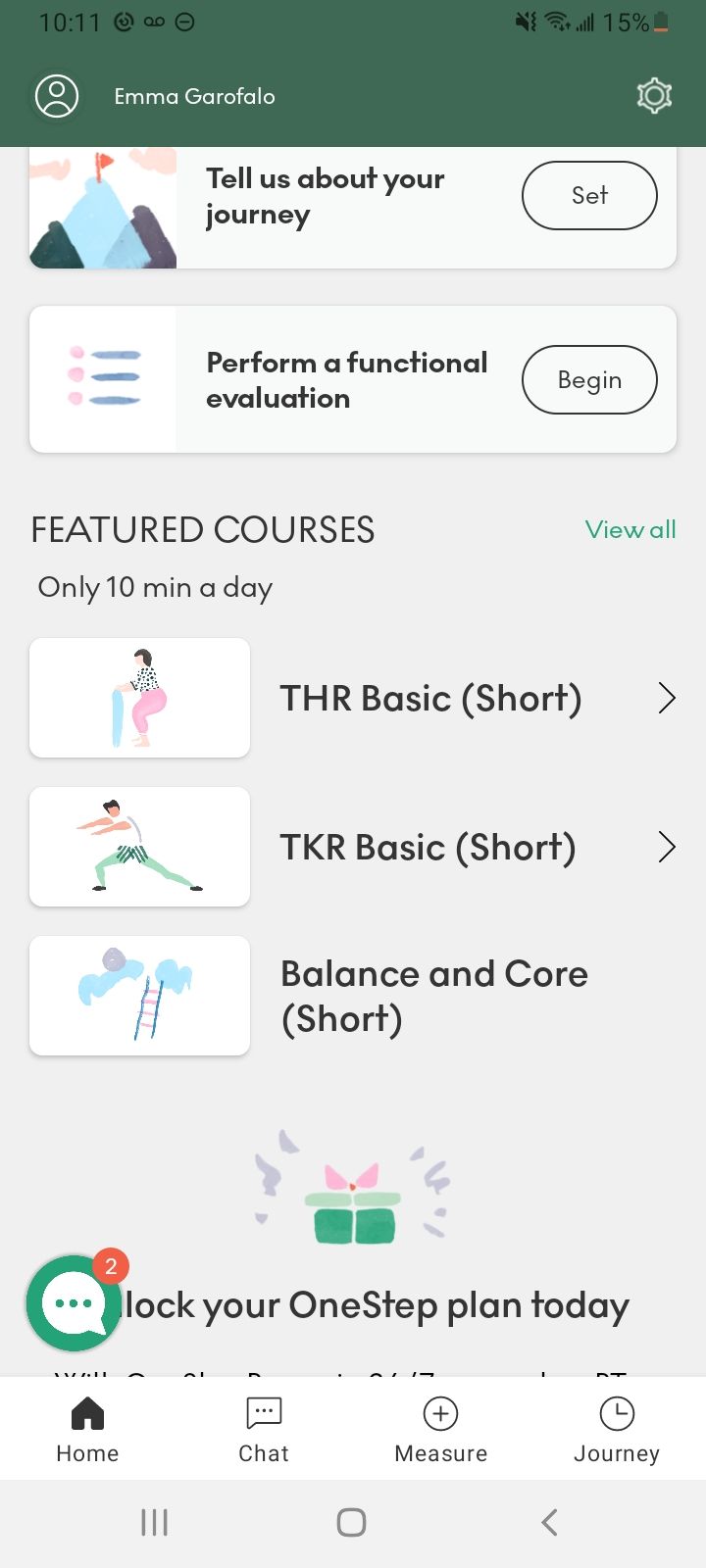 Some telehealth physical therapy workouts on OneStep.