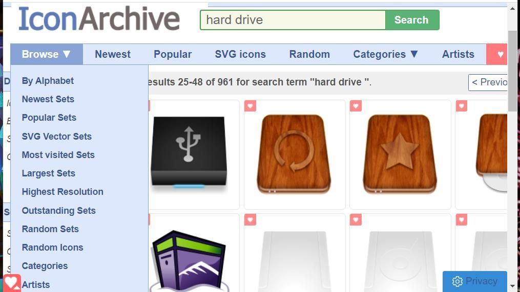 The IconArchive website