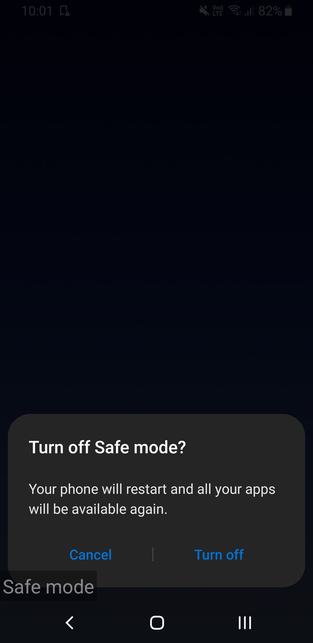 turn off safe mode confirmation on samsung phone