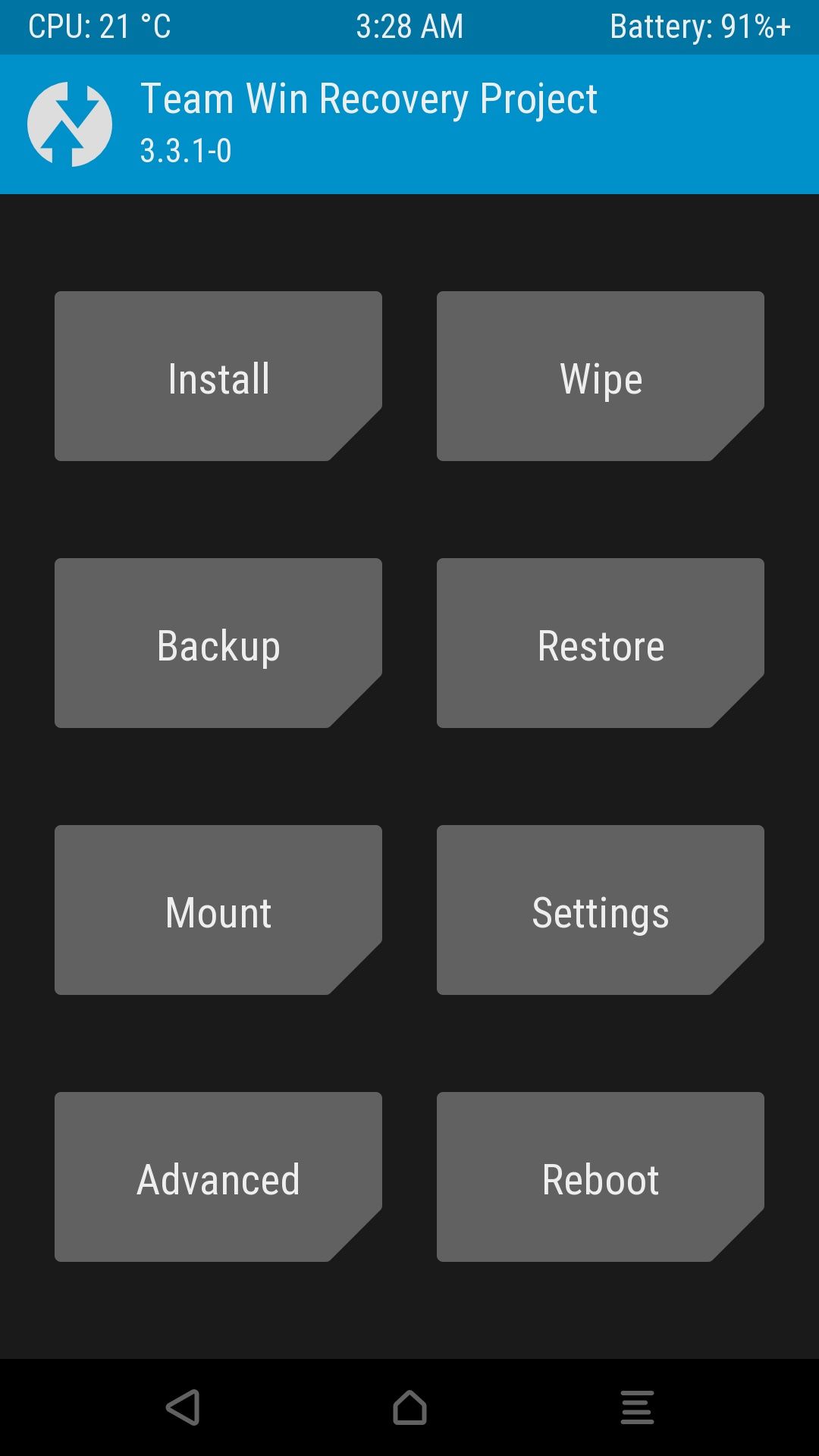 twrp home screen