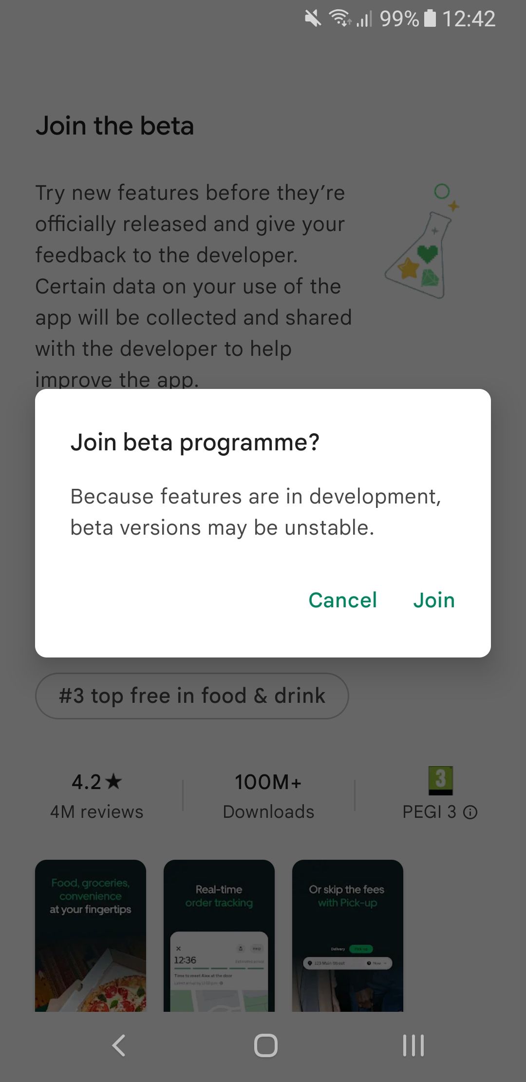 uber eats app join the beta confirm
