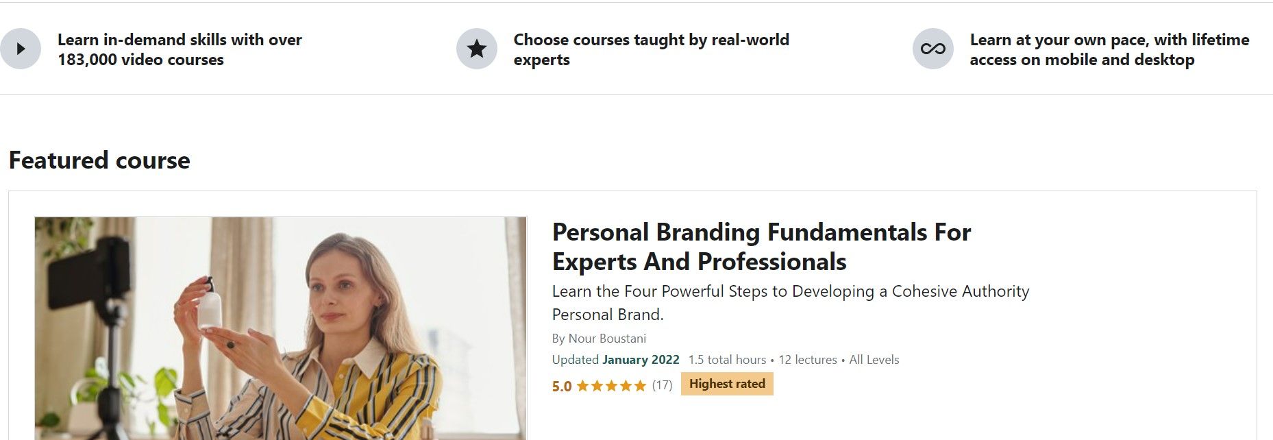 udemy rating on course