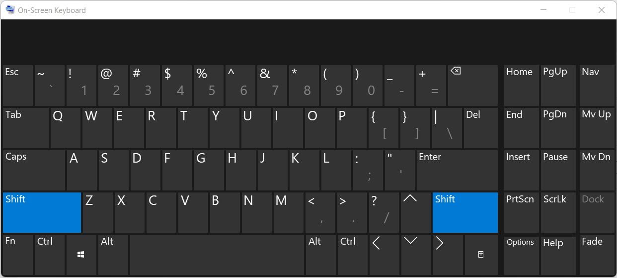 On-screen keyboard in Windows 11.