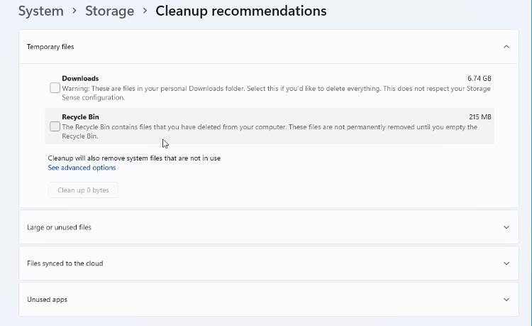 How to Free Storage Space With Cleanup Recommendations