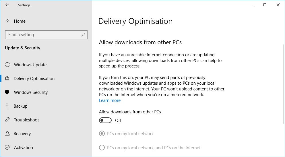 windows delivery optimization