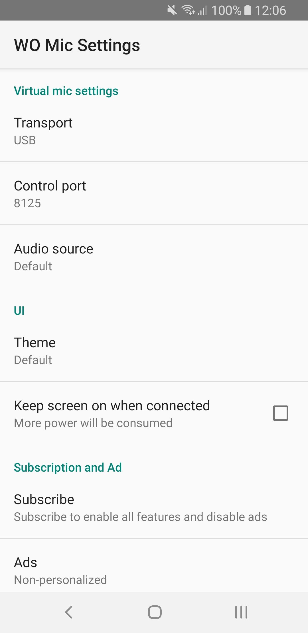 wo mic android app settings
