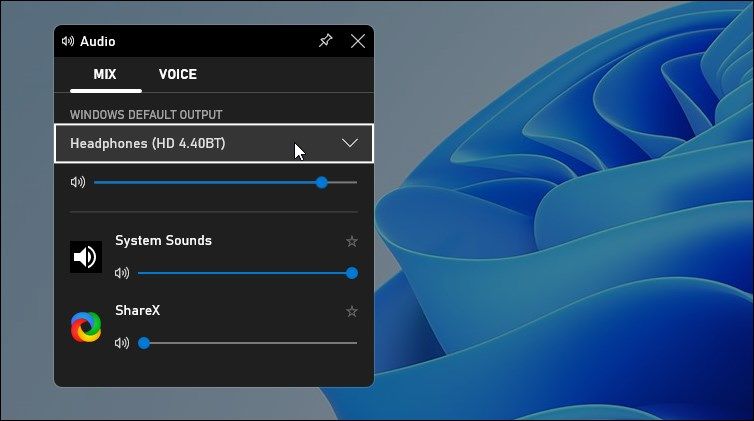 xbox game bar windows 11 audio window