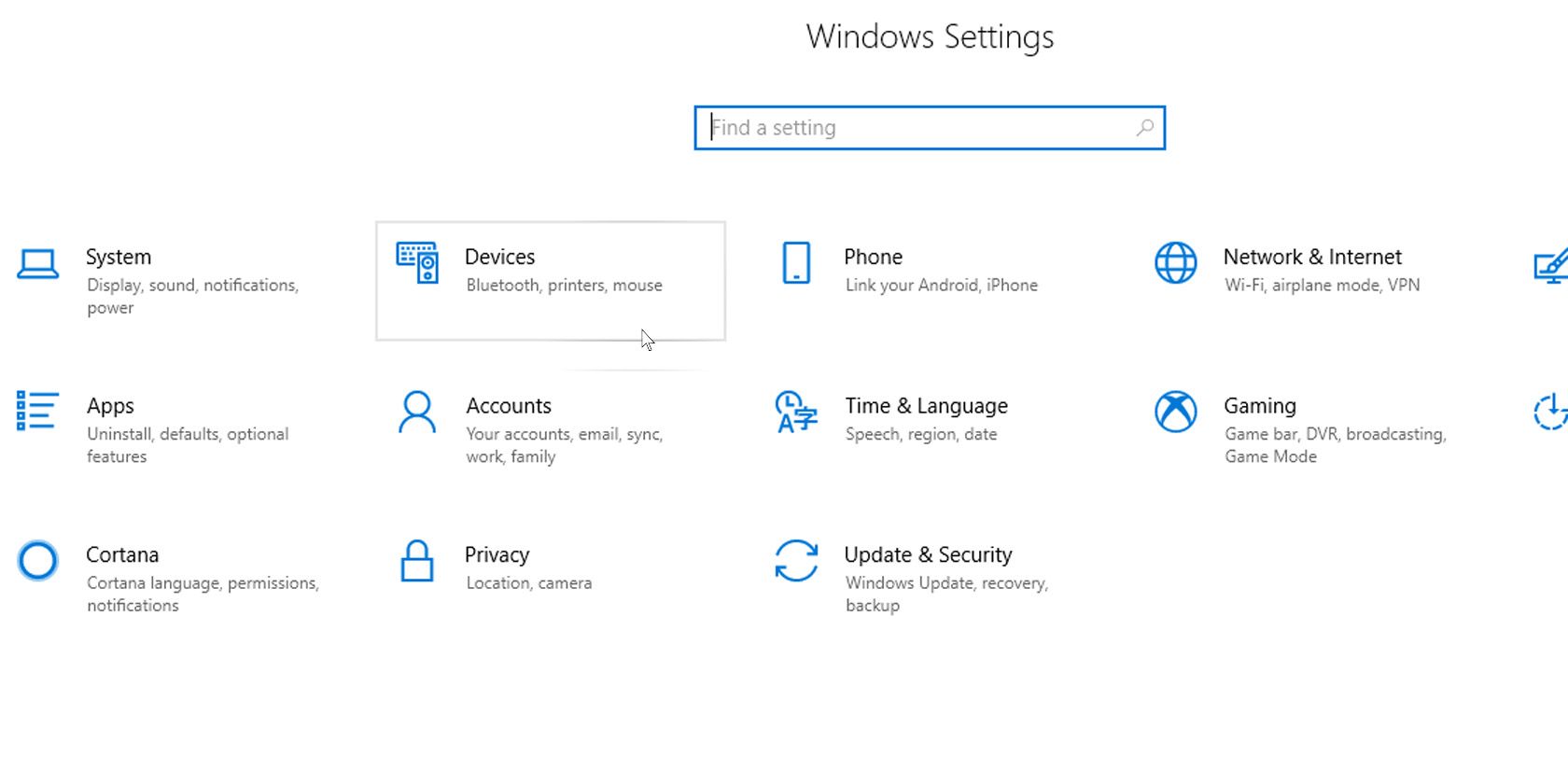 Windows 10 mouse options