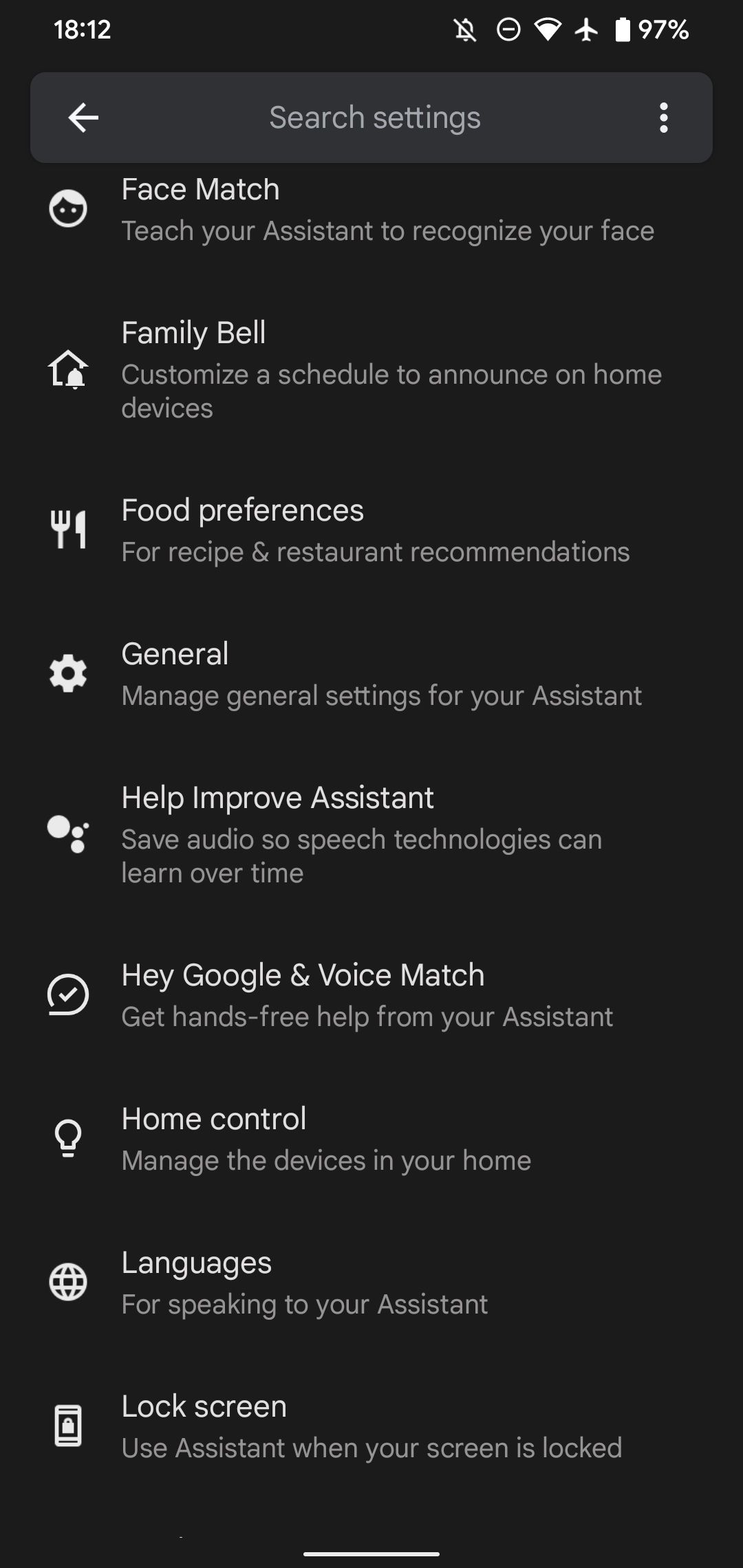 Google Assistant General Settings