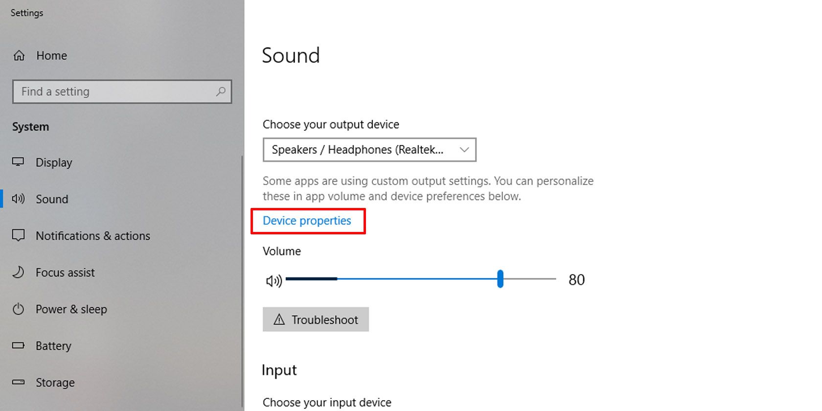 Windows 10 sound properties
